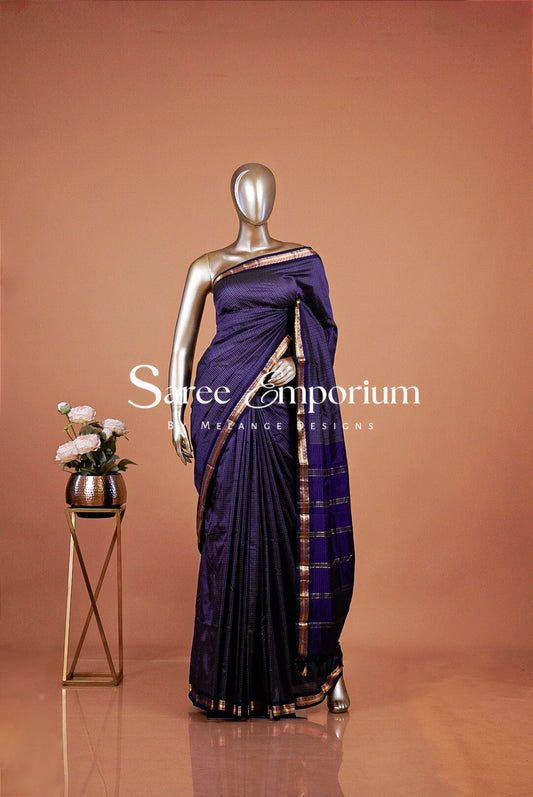 Semi Silk Saree For Women Royal Purple