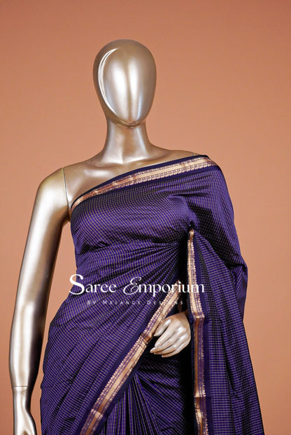 Semi Silk Saree For Women Royal Purple