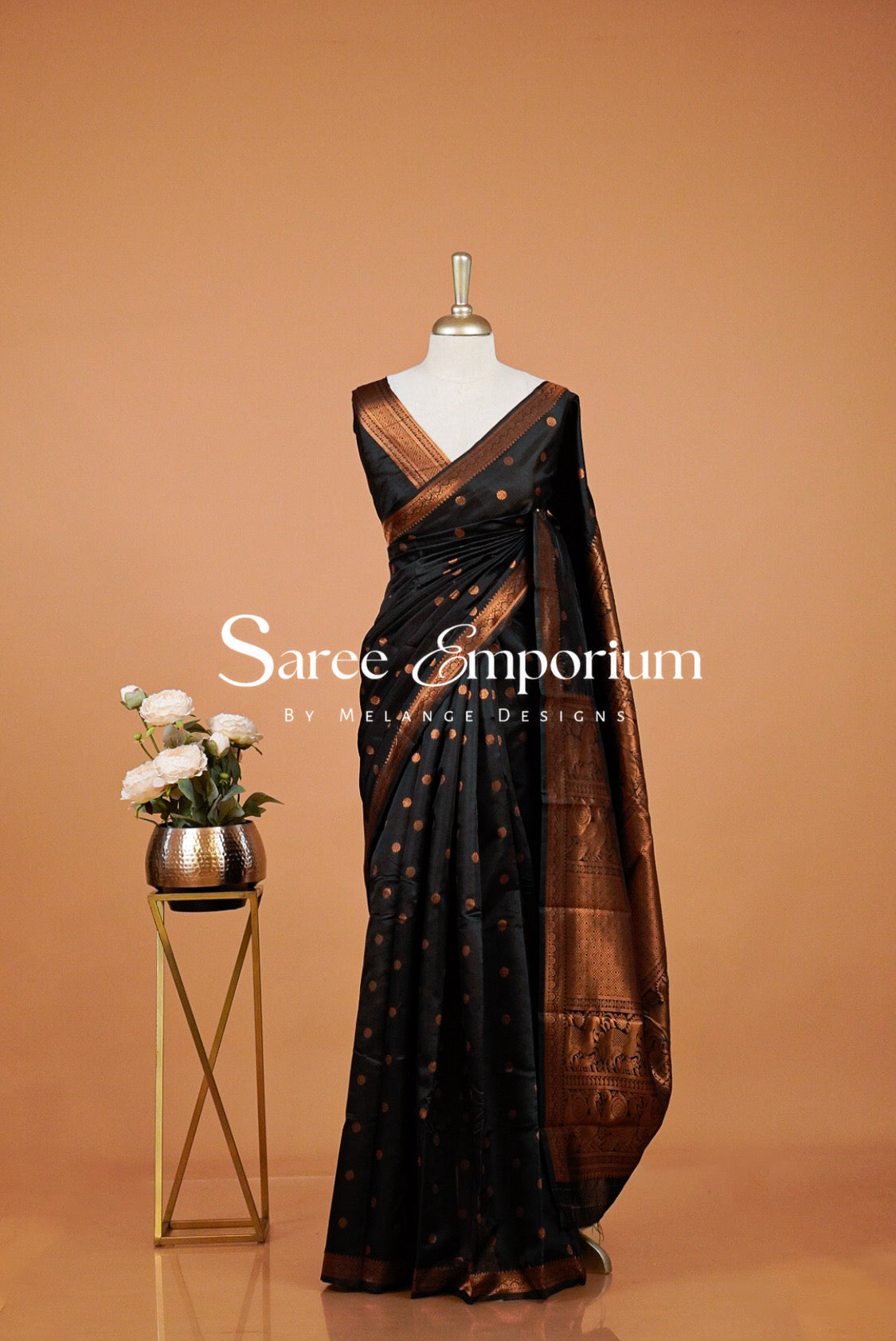 Semi Silk Saree For Women Black