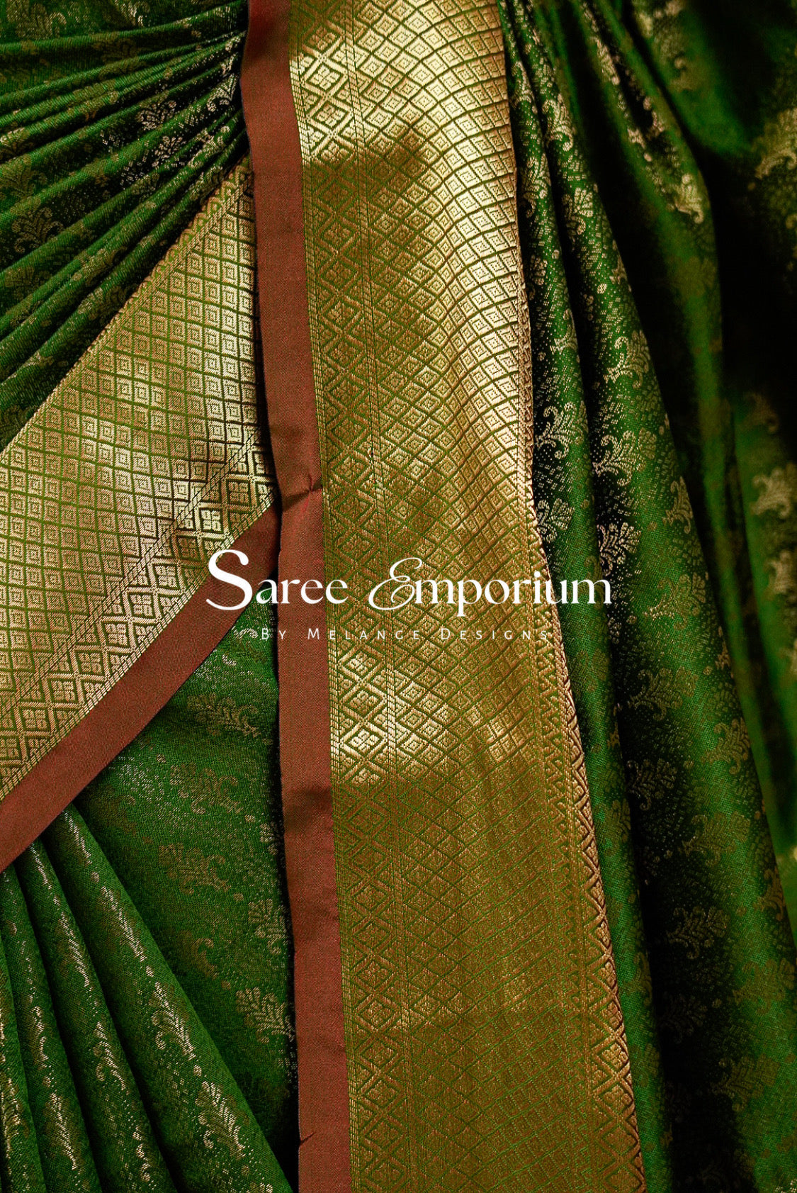 Semi Silk Saree For Women Green-Side View.