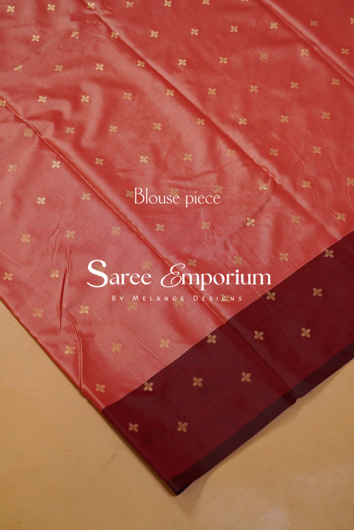 Semi Silk Saree For Women Cream with a Deep Maroon-Red Blouse Piece.