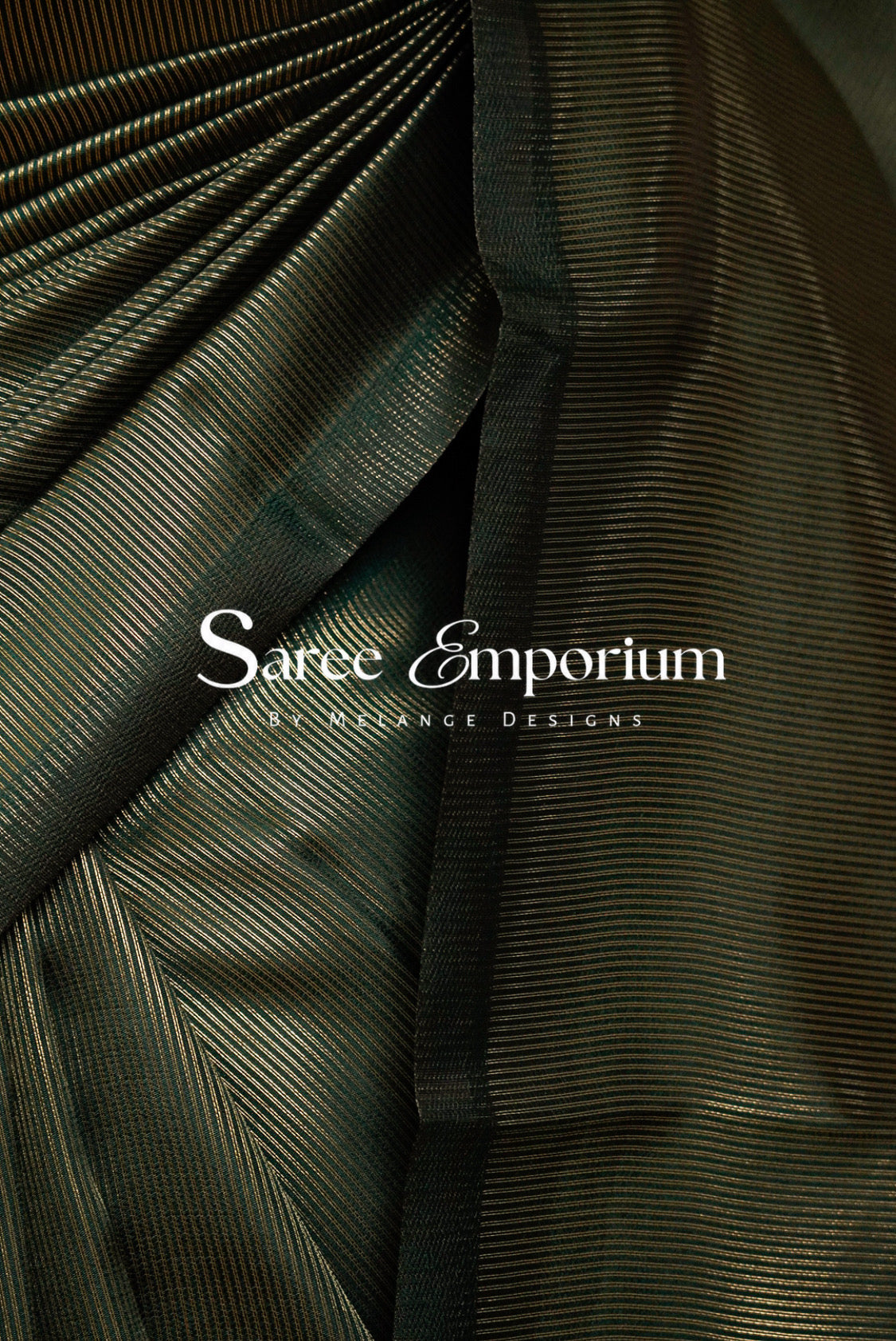 Semi Silk Saree For Women Bottle Green Side View.