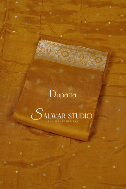 Silk Banarasi Unstitched Salwar Suit Dress Material Golden Yellow AC0200