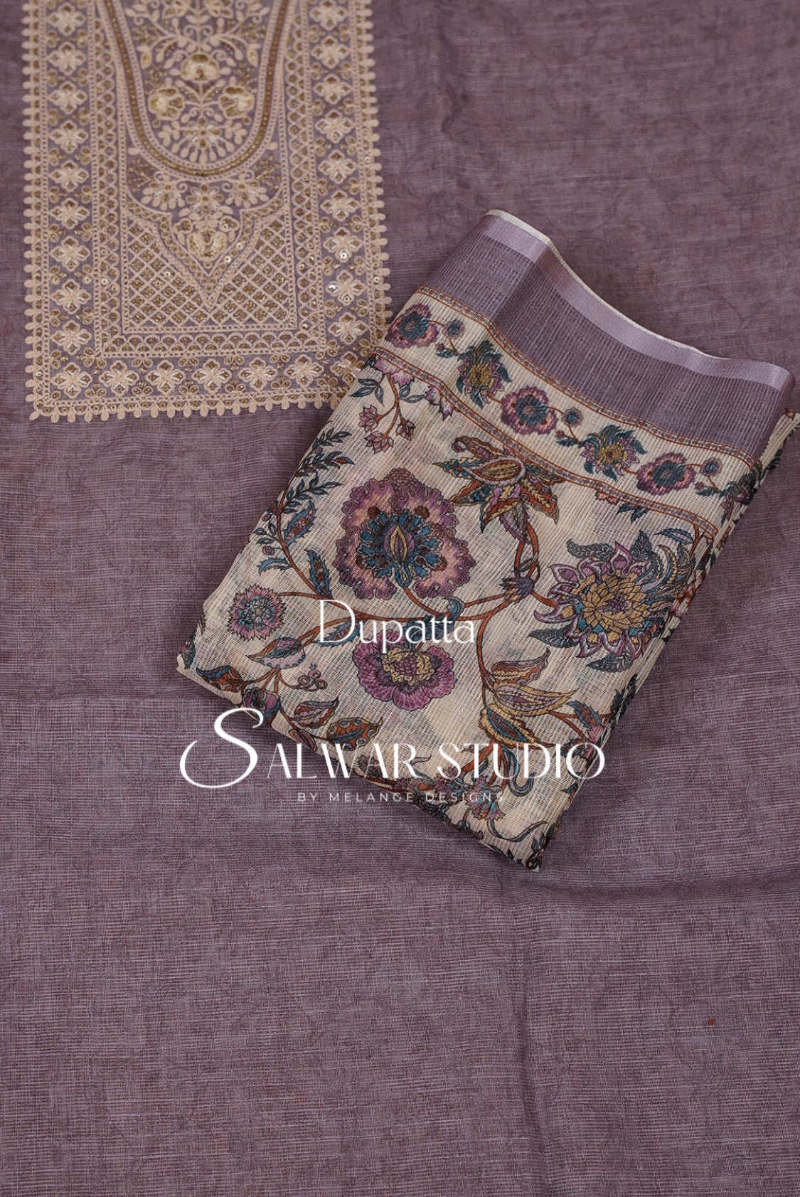 Silk Embroidery Unstitched Salwar Suit Dress Material  Lavender Blue AC0211