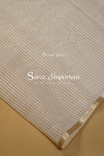 Silk Embroidery Saree For Women Off White and Powder Blue 