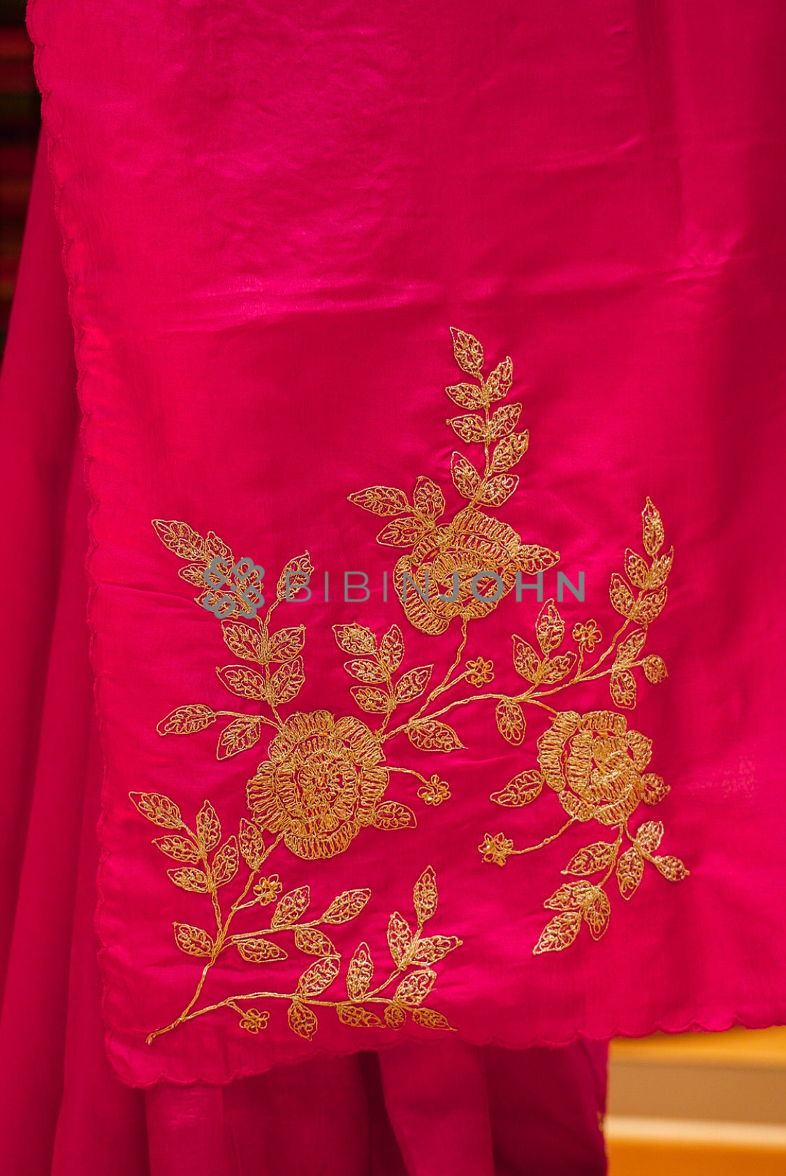 Silk Embroidery Saree For Women Rani Pink  PALLU