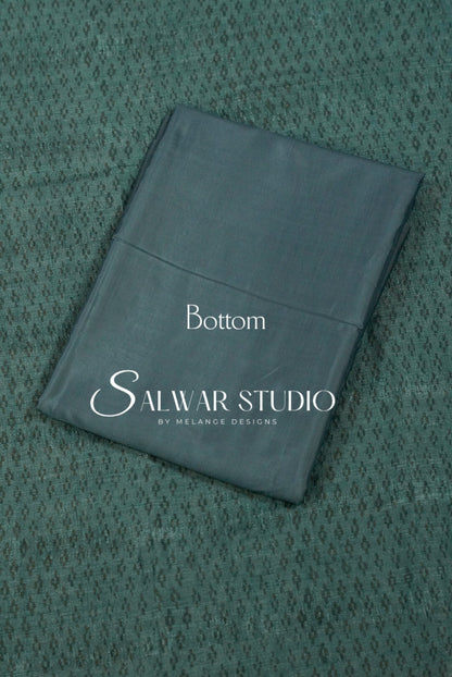 Silk Unstitched Salwar Suit Dress Material Dusty Teal Blue AC0343
