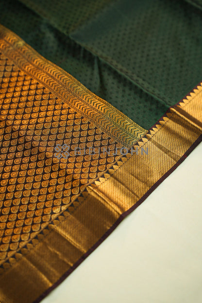 Silk Saree For Women Bottle Green PALLU