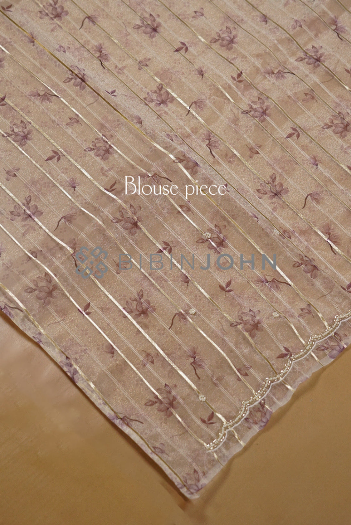 Tissue Handwork Embroidery Saree For Women Ivory  blouse piece.